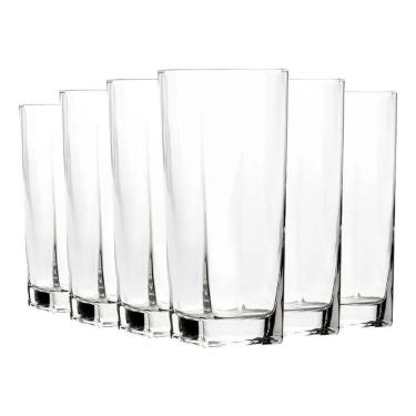 Imagem de 2X Jogo De Copos De Vidro Fundo Grosso Quadrado Linha Crista