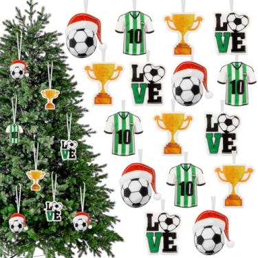 Imagem de Boao 24 peças de enfeites de feltro de futebol de Natal, enfeites de lembrancinhas de festa esportiva para decorações de árvore de Natal, para fãs de futebol americano, beisebol, basquete, fãs