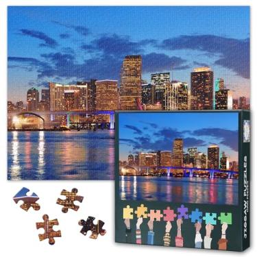 Imagem de Urban Skyscrapers Puzzles for Adults - Jigsaw Puzzles 1000 Pieces for Adults Miami City Skyline Panorama, 27.5x19.7 Inch USA Art Difficult and Challenge Puzzle Game for Living Room Wall Decor