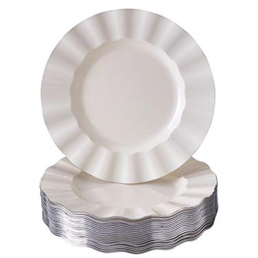 Imagem de Pratos de salada descartáveis | Véu - Marfim (22 cm), 20 peças