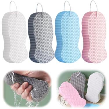 Imagem de Esponja de banho esfoliante mágica, esfoliante corporal mágica amigável para a pele e reutilizável para adultos, mulheres e homens (4 peças)
