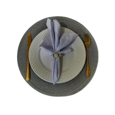 Imagem de Kit 4 Peças Jogo Americano Redondo Sousplat Cozinha Jantar Descanso De Prato Sousplat Cozinha(Cinza)