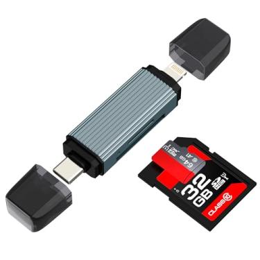 Imagem de Leitor de cartão USB C Lightning para SD (2 em 1) para iPhone 17, 16, 15 Pro Max, adaptador de cartão de memória micro SD para conversor da Apple, porta TF para iPad, compatível com plugue Samsung