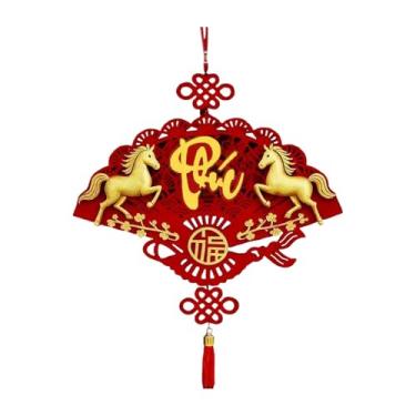 Imagem de UGPLM Decoração de parede para o Ano Vietnamita, enfeite com estampa de cavalo, placa decorativa para entrada com borla para quarto ou porta de, Style a