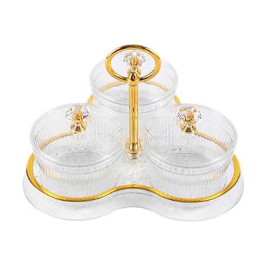 Imagem de YWJLQH Bandeja para frutas secas, travessas divididas, travessa para lanches, multiuso, com tampa, pote para armazenamento de cozinha, travessa para doces e, Transparente 3 Grades