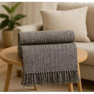 Imagem de Manta Para Sofá Gigante 100% Algodão Luxo – Decorativa Confortável e Protetora Para Sala e Cama (POP 2,20mX1,50m CINZA MESCLADO)