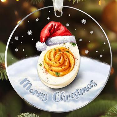 Imagem de UMACVN Ornamento de ovos diabólicos - enfeites de Natal de comida, enfeites de ovos para árvore de Natal - Presentes temáticos de ovos diabólicos para amantes de alimentos, mulheres, homens