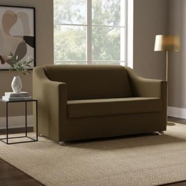 Imagem de Namoradeira Decorativa Para Sala Recepção Consultório Escritório Mila Suede Cores (Marrom)