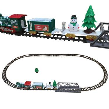 Imagem de Trenzinho Natal Girarotio Arvore Natalino Led Som Decoraçao Vitrine Loja Shopping Cenario Vila Estaçao Trem Enfeite