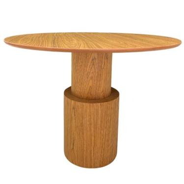 Imagem de Mesa De Jantar Cilindro Spin Redonda 80 Cm Tampo Freijó Base Freijó Cor Marrom
