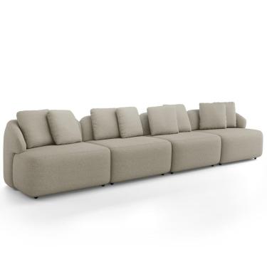 Imagem de Sofá 4 Lugares Para Sala De Estar Living 314cm Arlo F04 Linho Bege - Lyam Decor
