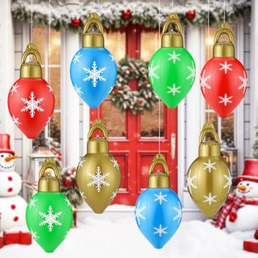 Imagem de Jetec Pacote com 8 bolas infláveis de Natal de 30,5 cm – Decorações gigantes para quintais, gramados, varandas, jardins, portas da frente ou janelas, decoração de Natal
