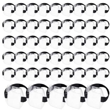 Imagem de Patscorai 50 peças de suporte de crachá de braço com visibilidade de cinto ajustável PVC transparente etiqueta de nome braçadeira elástica a granel suporte de crachá de identificação para cartões