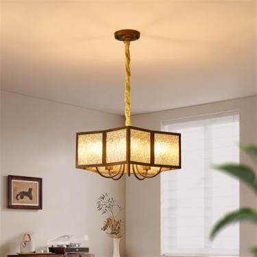 Imagem de Luminária pendente contemporânea para restaurante, estilo francês retrô, para sala de estar, quarto, escritório, villa, quartos de hotel, balcão de bar, café, casa de chá, corredor (F D50CM)