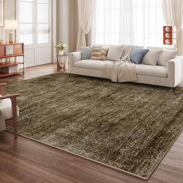 Imagem de BUDISI Tapete de área, 15 x 23 cm, lavável na máquina, marrom, vintage, tradicional, dobrável, fino, estilo retrô, tapete antiderrapante para uso interno, quarto, sala de estar, cozinha, escritório