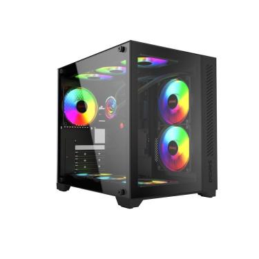 Imagem de Gabinete Gamer Forcefield Black Vulcan - Frontal E Lateral Em Vidro - Pcyes - Gffbvp