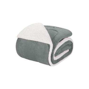 Imagem de Coberdrom 1 Peça Solteiro Fleece Com Sherpa Noruega 100% Poliéster - Cinza