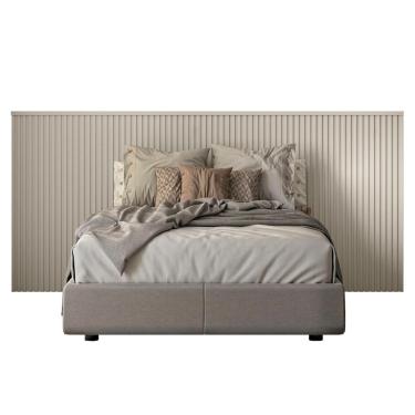 Imagem de Cabeceira Casal E Queen Painel Ripado 241cm Palmeira Off L06 - Mpozenato