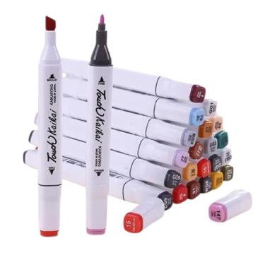 Imagem de Kit De Canetas Marcador Permanente Ponta Dupla Com 60 Cores Estojo Portátil Para Desenho e Colorir