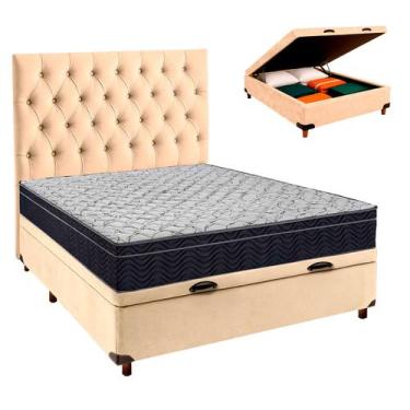 Imagem de Box Bau Perola+Colchão Casal Airtech 150 Ortobom+Cabeceira