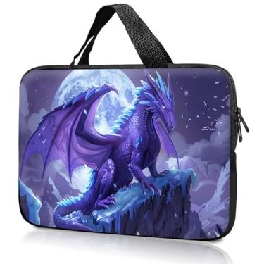 Imagem de Bolsa com alça para laptop de 14 polegadas e 38 cm, bolsa para computador, 36 cm e 39 cm, capa compatível com Dell, Lenovo, Toshiba HP, Asus Notebook Messenger Maleta dragão voador zangado