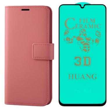 Imagem de Capa Capinha Carteira Flip Couro Compatível Motorola Moto G35 (Rosê)