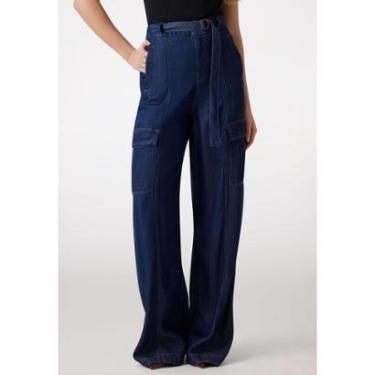 Imagem de Calça Jeans Cargo Azul Escuro-Feminino