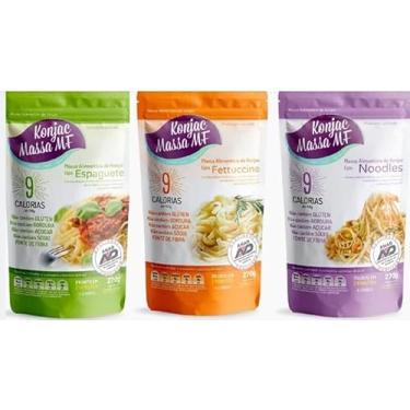 Imagem de Kit 03 Konjac Massas Tipo Espaguete,Fettuccine e Noodles de 270g