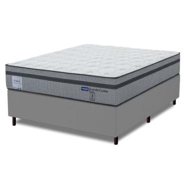 Imagem de Cama Box King Probel Molas Ensacadas Euro In 193x203x68cm Guarda Costas Stone Branco/cinza Branco / Cinza