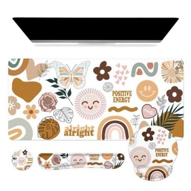 Imagem de Conjunto de mouse pad para jogos iCasso 4 em 1 XXL com suporte de puls