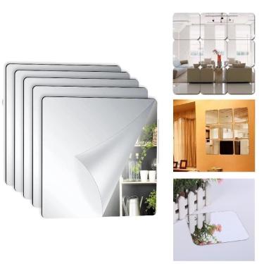 Imagem de Kit 5 Espelho Adesivo Sala Jantar Acrilico Espelhado 5 Unidades Flexivel Quadrado 15x15...
