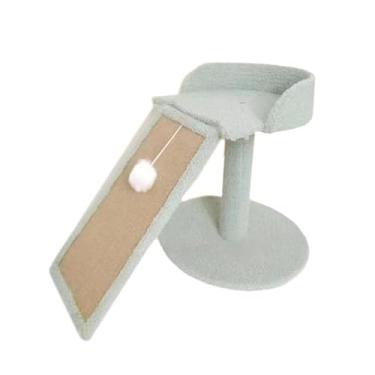 Imagem de IEUDNS Árvore de gato com poleiro, sisal gato scratcher, condomínio com brinquedos pendentes modernos com arranhões, para gatos internos tocando descansando, Azul Claro