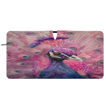 Imagem de Blueangle Para-brisa pavão aquarela para-sol - 149.9 cm x 76.2 cm dobrável carro janela frontal blocos pára-sol raios UV viseira de sol (356)