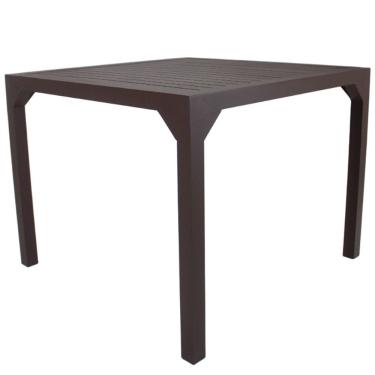 Imagem de Mesa Quadrada Haiti 60cm Com Tampo Ripado Em Alumínio Trama Marrom