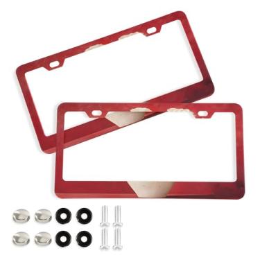 Imagem de SEHANY Molduras de placa de carro rosa dos namorados, capas de moldura de placa de carro de alumínio à prova de ferrugem com orifícios elípticos e parafusos serve para veículos padrão dos EUA tamanho