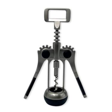 Imagem de Saca-Rolhas Abridor de Garrafas em Metal Inox Grande, Estilo Profissional com Alavanca Dupla