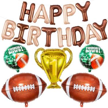 Imagem de KatchOn, Huge football birthday balloons - pack of 6 | happy birthday balloon banner with football balloons | first down football birthday party decorations