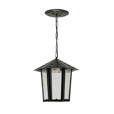 Imagem de Pendente Colonial Sextavado Vidro liso1XE27 Preto - Blumenau Iluminação