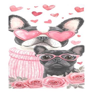 Imagem de Qilmy Capa de ímã de máquina de lavar louça de cachorro fofo Dia dos Namorados 58 x 66 cm capas decorativas de geladeira para porta frontal adesivo de folha magnética máquina de lavar louça painel