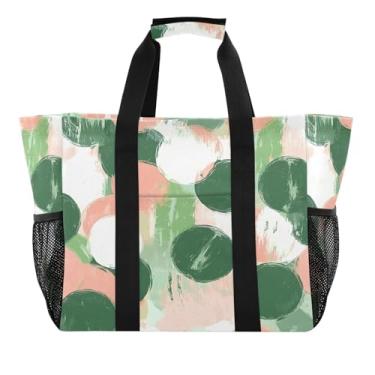 Imagem de Wassud Sacolas de compras reutilizáveis com estampa de pontos naturais grande bolsa organizadora de lona impermeável para praia, piquenique, lavanderia, viagem