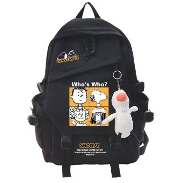 Imagem de Mochila escolar Snoopys Cartoon Kids Nylon 32x45x13cm