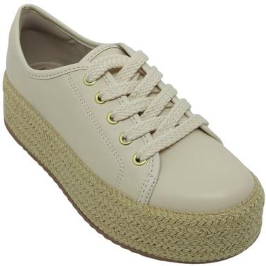 Imagem de Tênis Beira Rio Feminino com Sola Trançada 5cm Cor:CremeTamanho:38, Cr