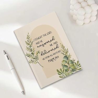 Imagem de Caderno da Bíblia com folhas, presentes cristãos para mulheres, cadernos de diário A5 para anotações de escritório, caderno de diário cristão de 21 x 14,7 cm, planejador de oração das escrituras