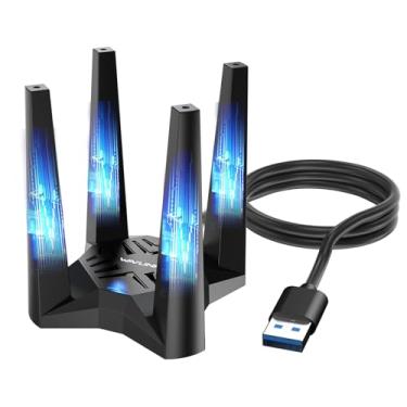 Imagem de AX5400 Adaptador USB WiFi 6 para desktop, adaptador WiFi de PC de banda dupla com MU-MIMO, Beamforming, criptografia WPA3, antenas 4x3dBi, driver embutido, suporta Windows 11/10