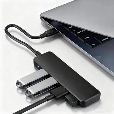 Imagem de Hub USB 3.0, divisor de hub USB de 4 portas, adaptador USB portátil, mini expansor multiportas para desktop, laptop, Xbox, pen drive, HDD, console, impressora, PC, teclados, HP, Dell