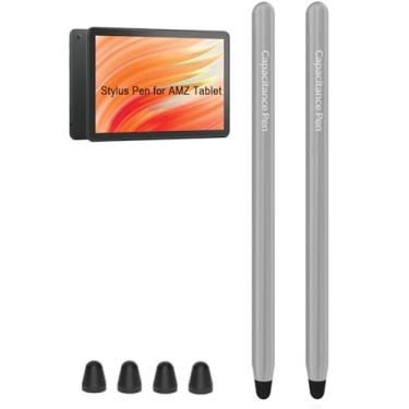 Imagem de JVIQ AMZ Fire Tablet Stylus Pen para AMZ Fire Max 11, Fire HD 10 Stylus Pen, Fire HD 10 Kids Pro, Fire HD 8, tablets infantis, tela sensível ao toque (cinza*2)