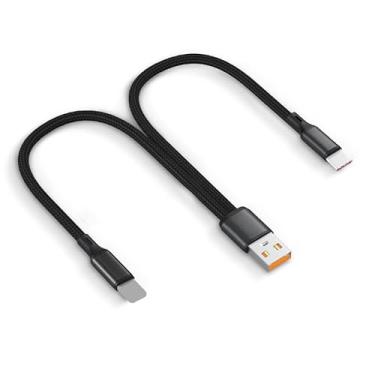 Imagem de Cabo de carregamento múltiplo 2 em 1, 3 m para cabo Lightning de nylon trançado USB C para iPhone 14/13/12/11 Pro Max/XS MAX/XR/XS/iPad, preto