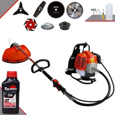 Imagem de Podador de Grama Costal Terra GRC430 43cc 1,7HP + Facas 2 Pontas, 3 Pontas, 6 Pontas, 40 Dentes, 80 Dentes, Trimmer, Carretel, Escova + ÓLEO TOYAMA