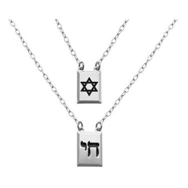 Imagem de Escapulario Estrela Davi Prata 925 60cm Medalha 10x14