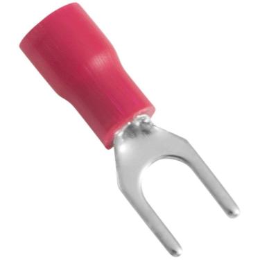 Imagem de Terminais Conexão Forquilha Tramontina Cobre Estanhado Nylon 1,5 Mm² X 6,4 Mm X M4 Vermelho 100 Pçs Tramontina